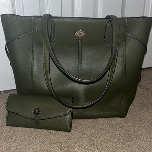Olive green Kate Spade purse and wallet